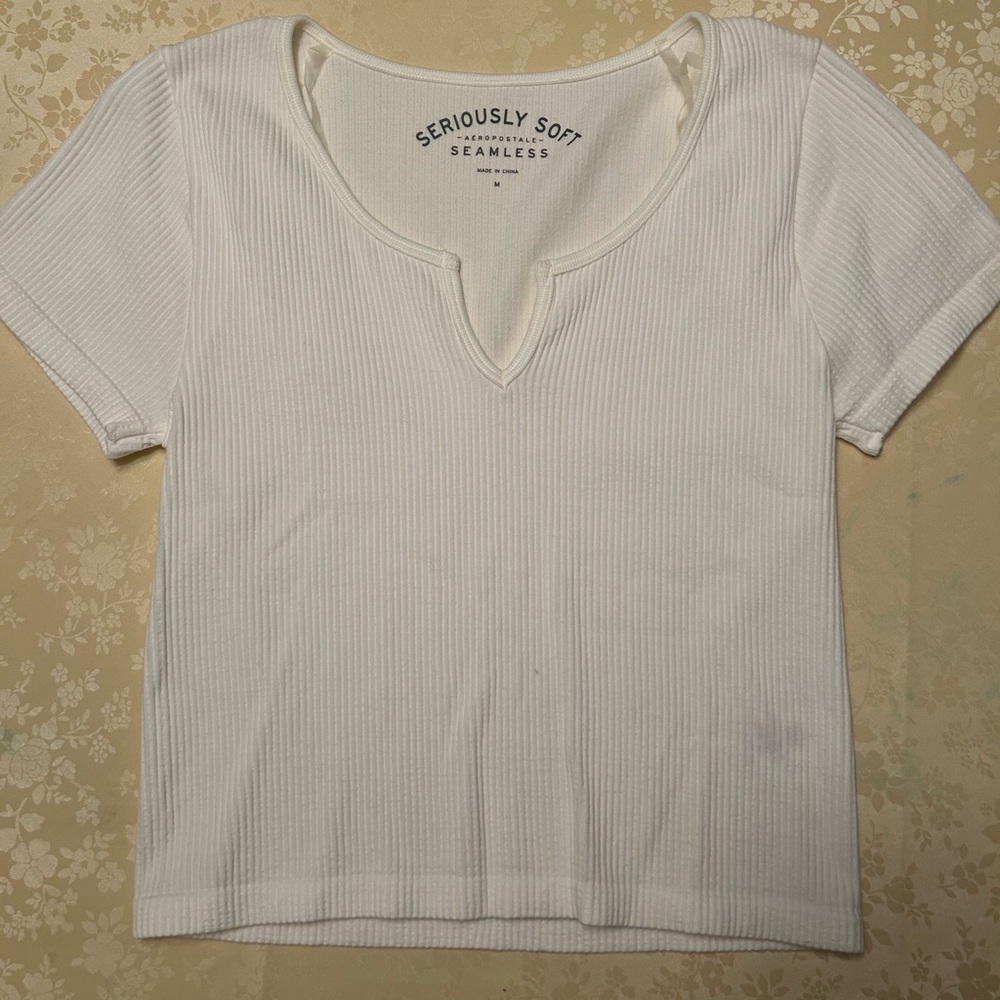 Aeropostale Seriously Soft Seamless White Crop Top